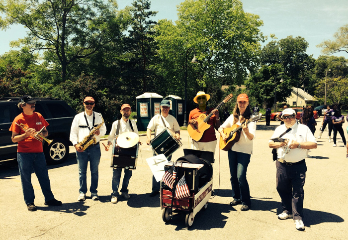Hi-Dukes as a seven piece band in parade line-up.